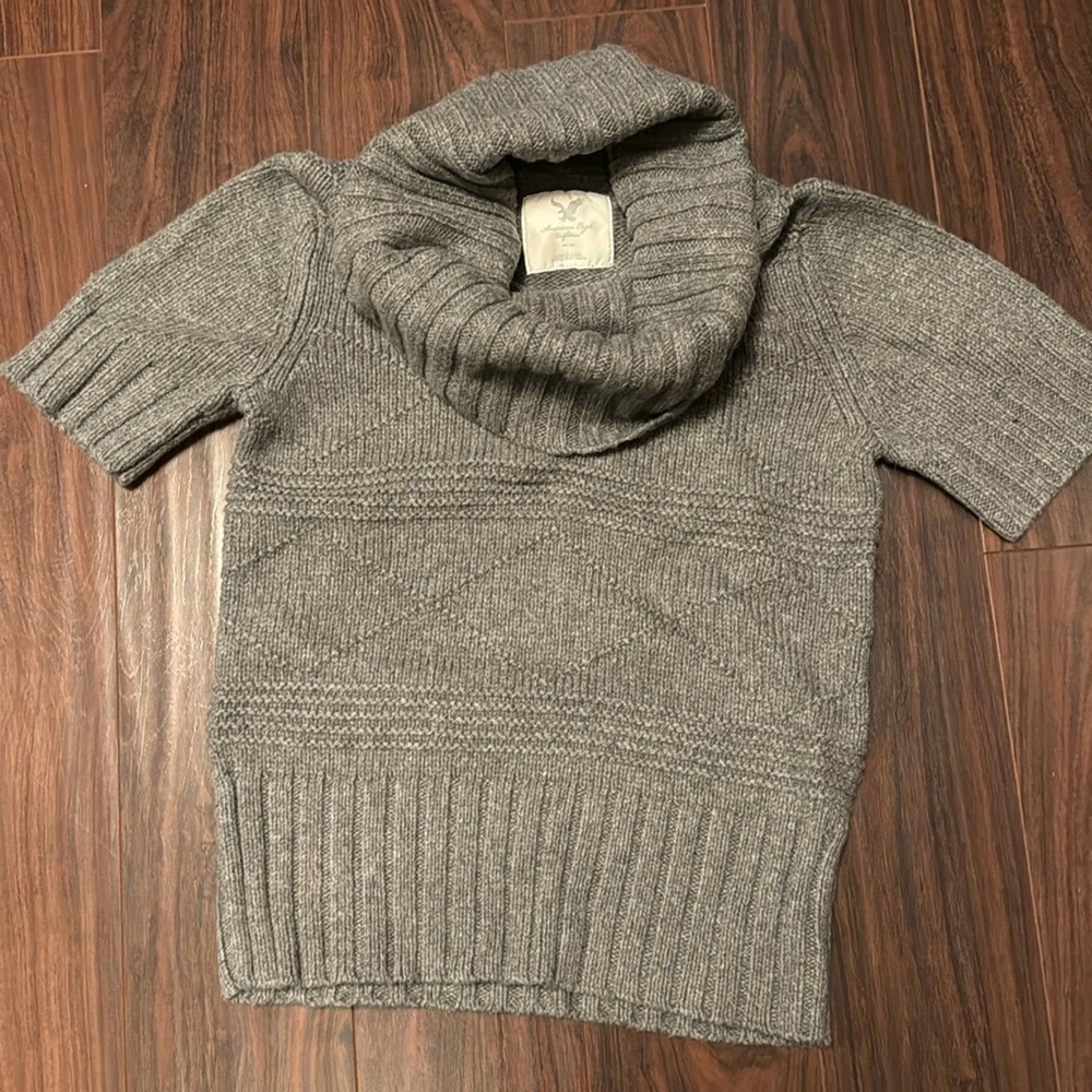 American Eagle cowl neck, short sleeve sweater